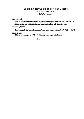 Đề khảo sát chất lượng học kì I môn Lịch sử Lớp 9 - Năm học 2016-2017 - Trường THCS Hồng Sơn
